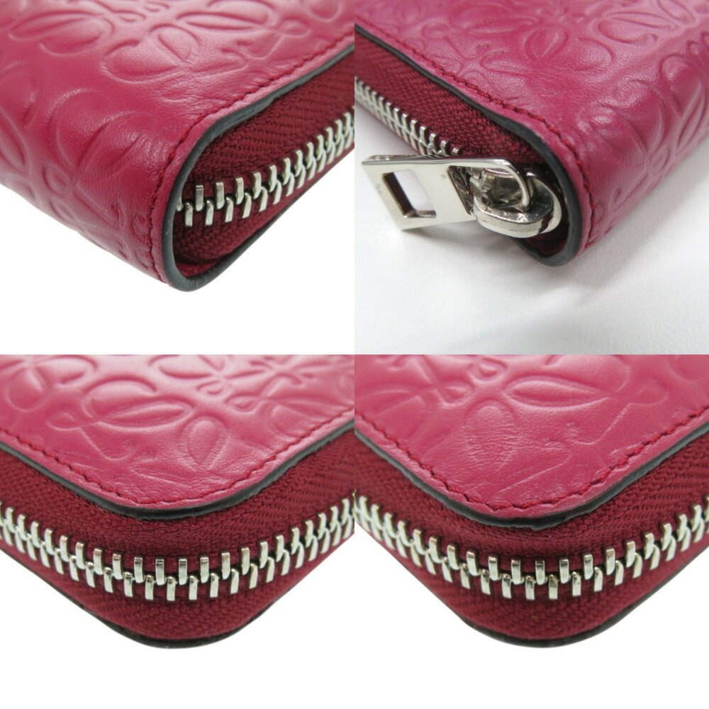 Like new LOEWE Repeat Anagram Round Wallet 261850, long wallet in magenta lea... - Picture 8 of 9